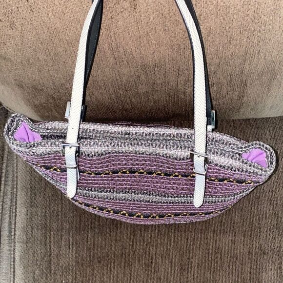 ERIC JAVITS New York purple straw shoulder bag EUC - Picture 6 of 14
